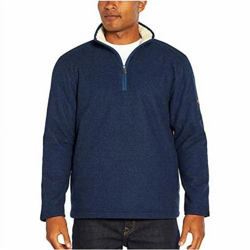 Orvis 1/4 Zip Pullover Sherpa Lined Sweater Mens Medium Easy Care Lightweight